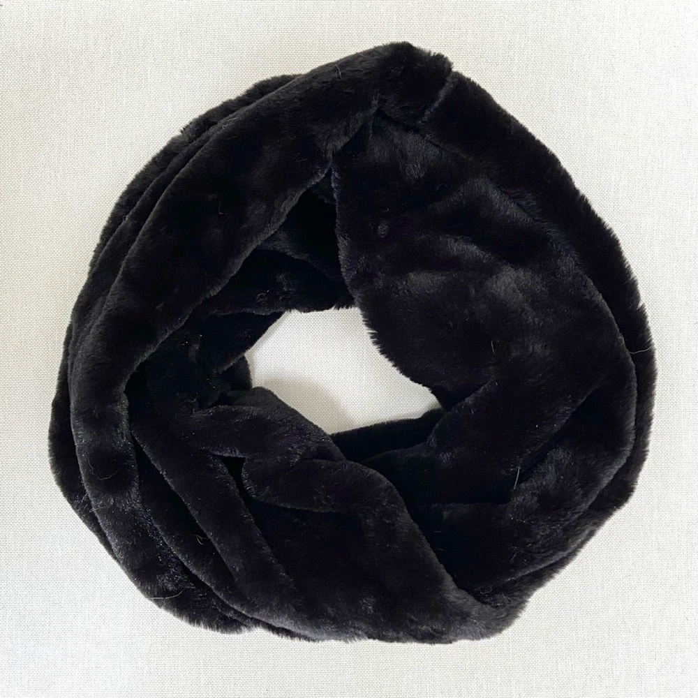 Faux Fur Black Infinity Scarf Winter